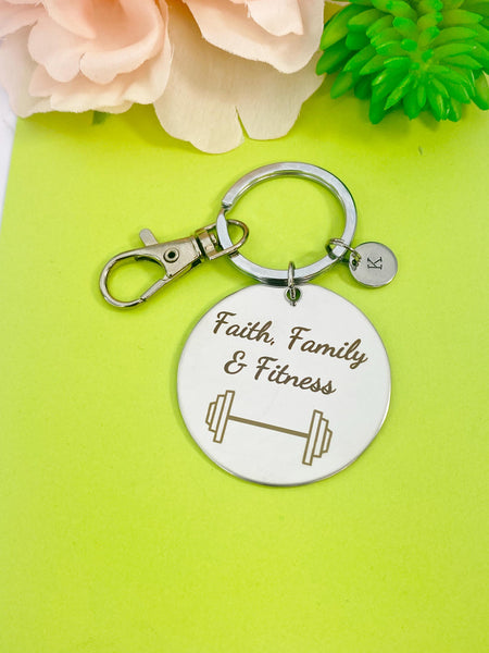 Fitness Barbell Charm Keychain, D558