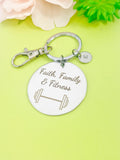 Fitness Barbell Charm Keychain, D558