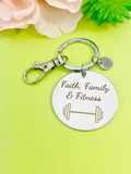 Fitness Barbell Charm Keychain, D558