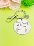 Fitness Barbell Charm Keychain, D558