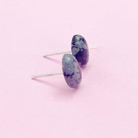 Natural Snowflake Obsidian Stud Earrings, Surgical Stainless Steel, N6087