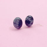 Natural Snowflake Obsidian Stud Earrings, Surgical Stainless Steel, N6087