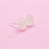 Natural Rose Quartz Stud Earrings, Surgical Stainless Steel, N6088