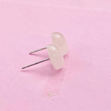 Natural Rose Quartz Stud Earrings, Surgical Stainless Steel, N6088