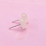 Natural Rose Quartz Stud Earrings, Surgical Stainless Steel, N6088
