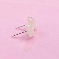 Natural Rose Quartz Stud Earrings, Surgical Stainless Steel, N6088
