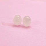 Natural Rose Quartz Stud Earrings, Surgical Stainless Steel, N6088