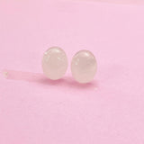 Natural Rose Quartz Stud Earrings, Surgical Stainless Steel, N6088