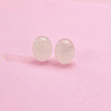 Natural Rose Quartz Stud Earrings, Surgical Stainless Steel, N6088