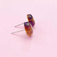 Natural Tiger Eye Stud Earrings, Surgical Stainless Steel, N6090