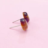 Natural Tiger Eye Stud Earrings, Surgical Stainless Steel, N6090