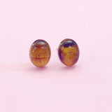 Natural Tiger Eye Stud Earrings, Surgical Stainless Steel, N6090