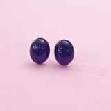Natural Black Stone Stud Earrings, Surgical Stainless Steel, N6092