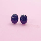Natural Black Stone Stud Earrings, Surgical Stainless Steel, N6092