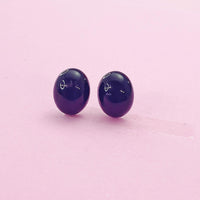 Natural Black Stone Stud Earrings, Surgical Stainless Steel, N6092