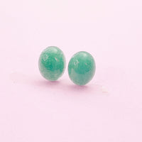 Natural Malaysia Jade  Stud Earrings, Surgical Stainless Steel, N6093