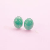Natural Malaysia Jade  Stud Earrings, Surgical Stainless Steel, N6093