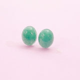 Natural Malaysia Jade  Stud Earrings, Surgical Stainless Steel, N6093