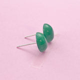 Natural Malaysia Jade  Stud Earrings, Surgical Stainless Steel, N6093