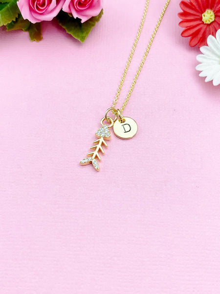 Fishbone Necklace, 18K Gold Plated Fishbone, N3597