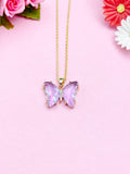 Butterfly Charm Gold Necklace, Purple Lilac, Colors Option, N6067
