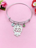 Halloween Skull Charm Silver Bracelet, N144A
