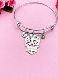Halloween Skull Charm Silver Bracelet, N144A
