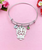 Halloween Skull Charm Silver Bracelet, N144A