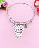 Halloween Skull Charm Silver Bracelet, N144A