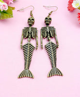 Mermaid Skeleton Charm Earrings, Mermaid Earrings, N2702A
