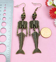 Mermaid Skeleton Charm Earrings, Mermaid Earrings, N2702A