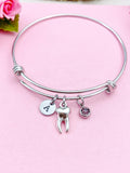 Tooth Charm Bracelet, Initial & Birthstone, Dentist Gift