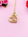 Cardinal Heart Bird Charm Gold Necklace, N4805A