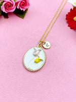 Tulip Charm Necklace, Gold Yellow Pink Tulip Gold Necklace, N5542
