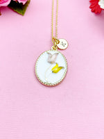 Tulip Charm Necklace, Gold Yellow Pink Tulip Gold Necklace, N5542
