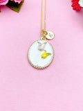 Tulip Charm Necklace, Gold Yellow Pink Tulip Gold Necklace, N5542