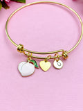 Peach Bracelet, Gold Peach Charm, Heart Charm, Peach Charm, Fruit Charm, Foodie Gift, Food Charm, N1236