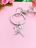 Cardinal Charm Silver Keychain, N1022G
