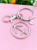 Sagittarius Charm Keychain, Initial Charm, Zodiac Keychain