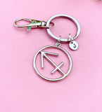 Sagittarius Charm Keychain, Initial Charm, Zodiac Keychain