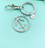 Sagittarius Charm Keychain, Initial Charm, Zodiac Keychain