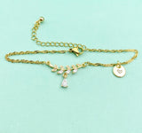 Olive Branch Charm Bracelet, Olive Branches Teardrop Zirconia Charm, N6015A