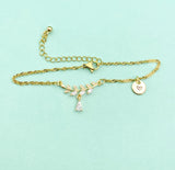 Olive Branch Charm Bracelet, Olive Branches Teardrop Zirconia Charm, N6015A