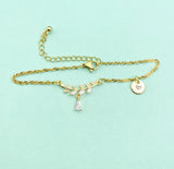 Olive Branch Charm Bracelet, Olive Branches Teardrop Zirconia Charm, N6015A