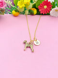 Airedale Terrier Necklace, Gold Schnauzer Charm Necklace, N470
