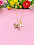 Airedale Terrier Necklace, Gold Schnauzer Charm Necklace, N470