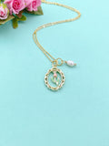 Tulip Flower with White Pearl Charm Necklace, N2033A