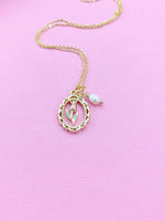 Tulip Flower with White Pearl Charm Necklace, N2033A