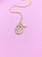 Tulip Flower with White Pearl Charm Necklace, N2033A
