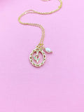 Tulip Flower with White Pearl Charm Necklace, N2033A
